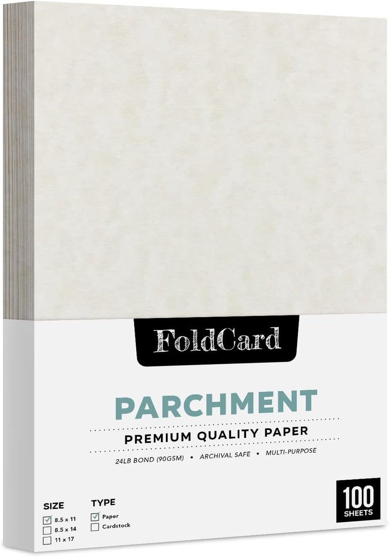 FoldCard Storm Stationery Imitation Parchment Paper – Great for Posters, Bulletins, Certificates, Menus and Invitations | 24lb Bond, 60lb Text, 90gsm | 8.5" x 11" | 100 Sheets per Pack - Image 1